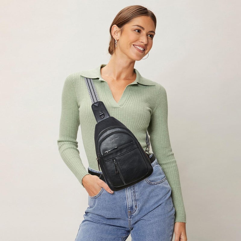 LATMAP 7L Sling Bag For Women Men Backpack Fanny Pack Crossbody Chest Travel Shoulder Belt Bags Purse Handbag PU Leather - Image 2